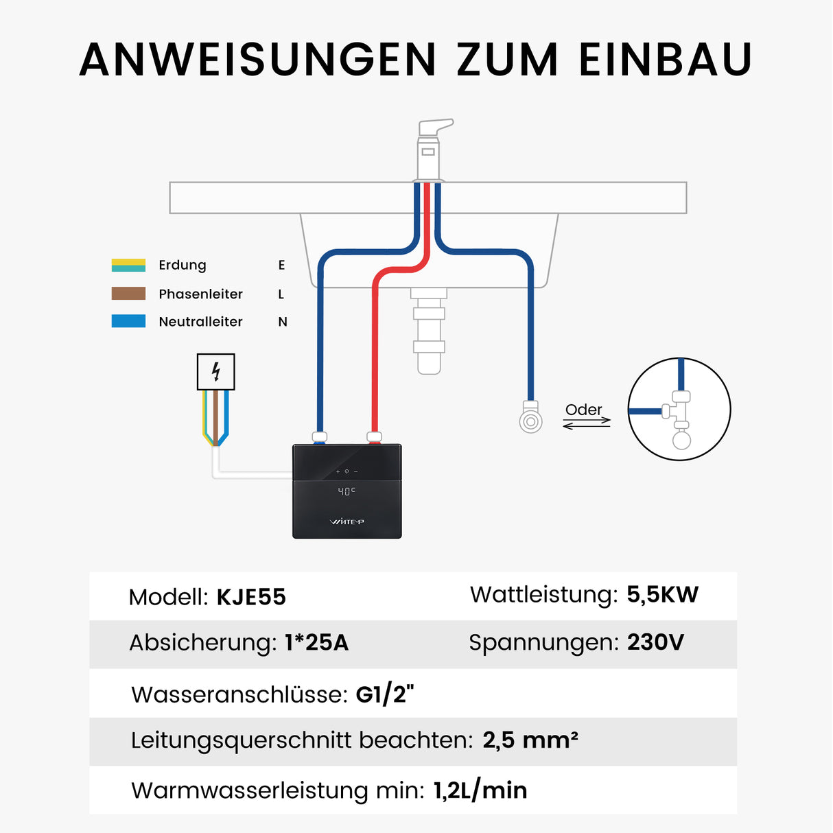 Durchlauferhitzer - 120 V | 3,5 kW KFU135 Grün